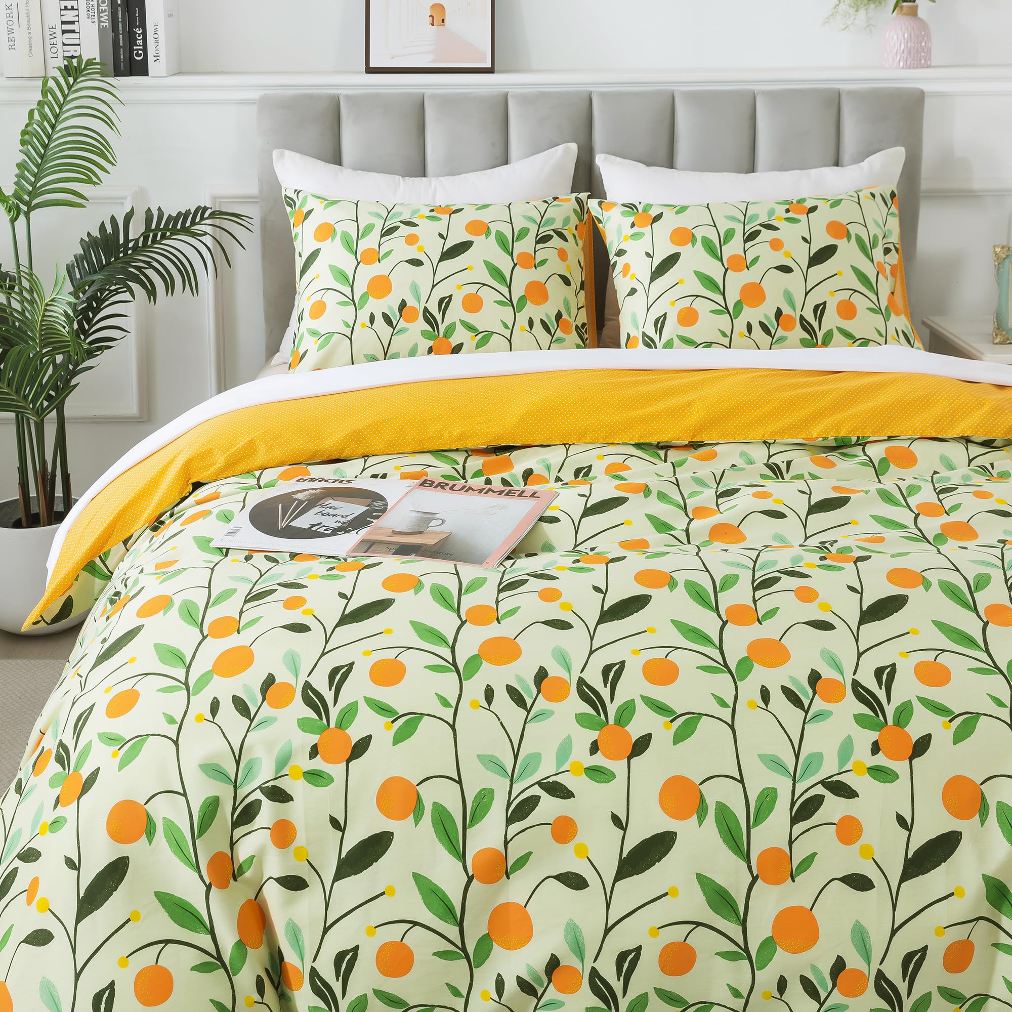 Honeilife Duvet Cover Queen Size - Cotton Comforter Cover Floral Duvet Cover Sets 3-Pc, Wildflower Duvet Cover With Zipper Closu