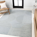 JONATHAN Y SCN104F-5 Nordby High-Low Geometric Arch Scandi Striped Light Blue/Cream 5 ft. x 8 ft. Indoor/Outdoor Area Rug for Pa