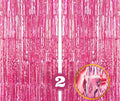 Flyloons Pink Foil Curtains For Birthday Decoration Items Pack Of 2 Baby Shower Anniversary, Marriage, Bachelorette Party Celebr