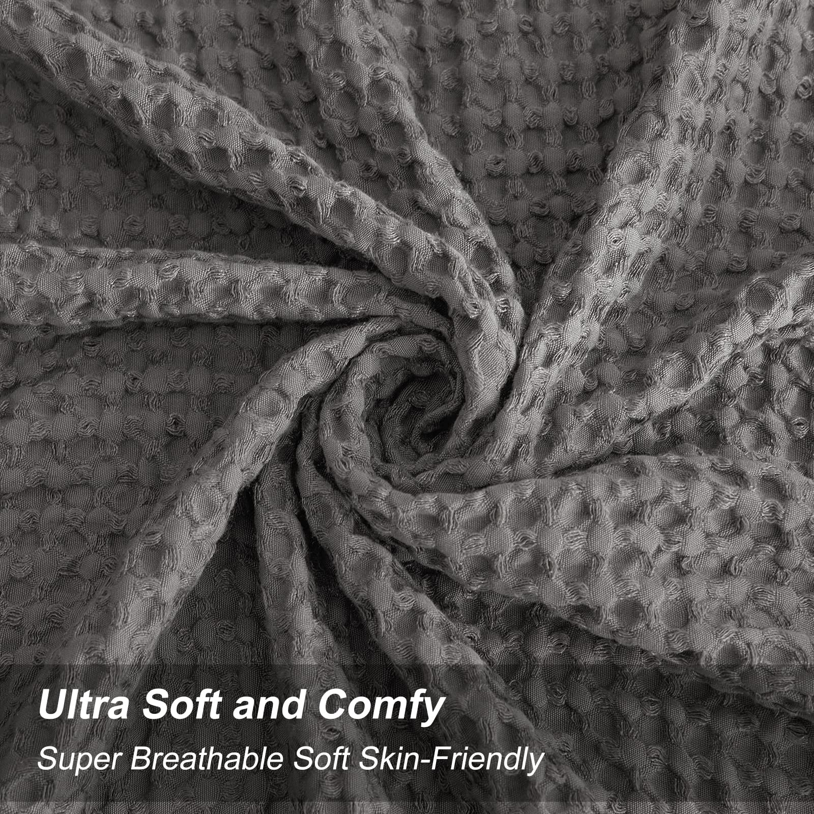 Phf Ultra Soft Waffle Weave Euro Shams Pillow Covers 26' X 26' 2 Pack, No Filling, Breathable Skin-Friendly Euro Throw Pillow Covers For Bed Couch Sofa, Grey