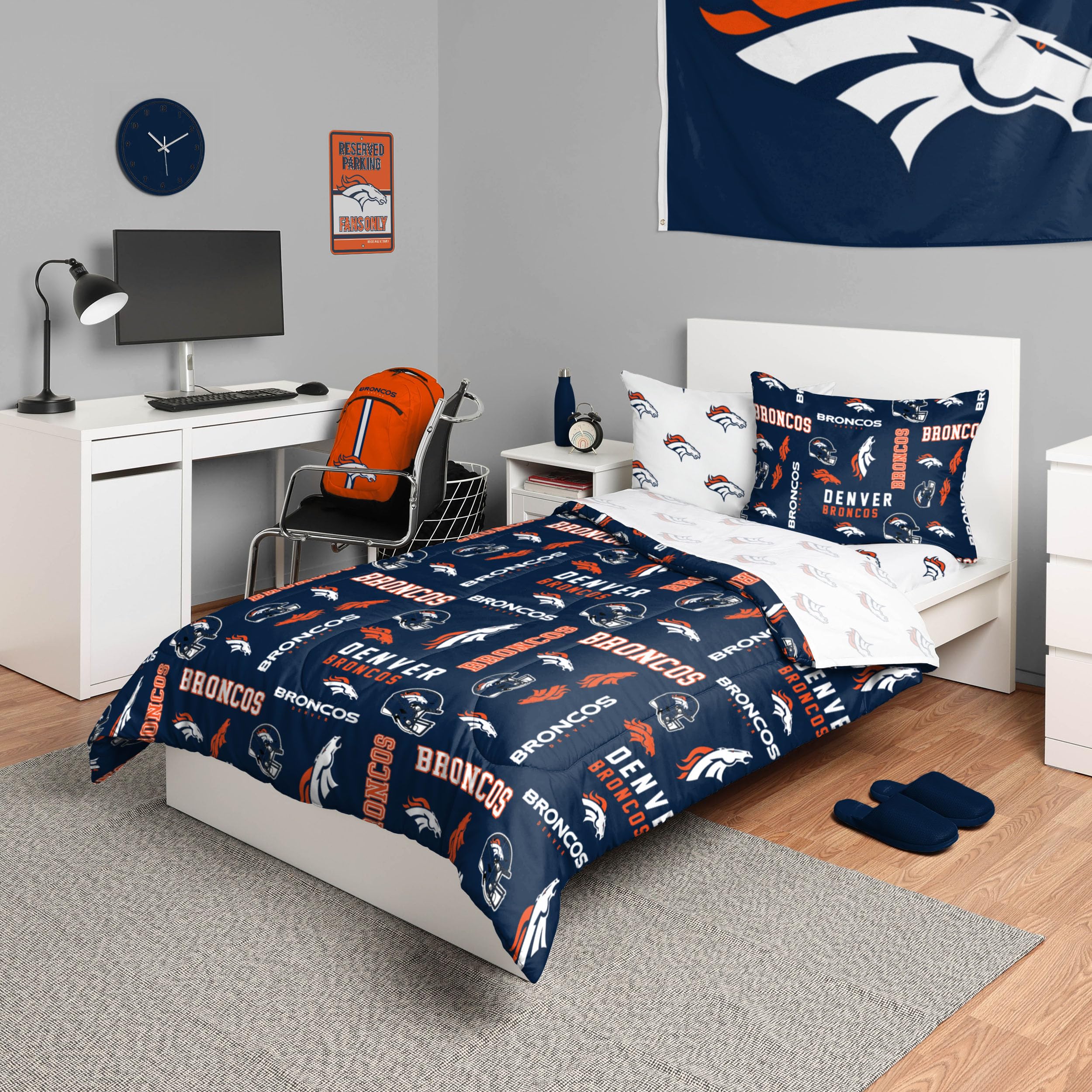 Foco Denver Broncos Nfl Team Color Bed In A Bag Comforter Bedding 5 Piece Twin Set