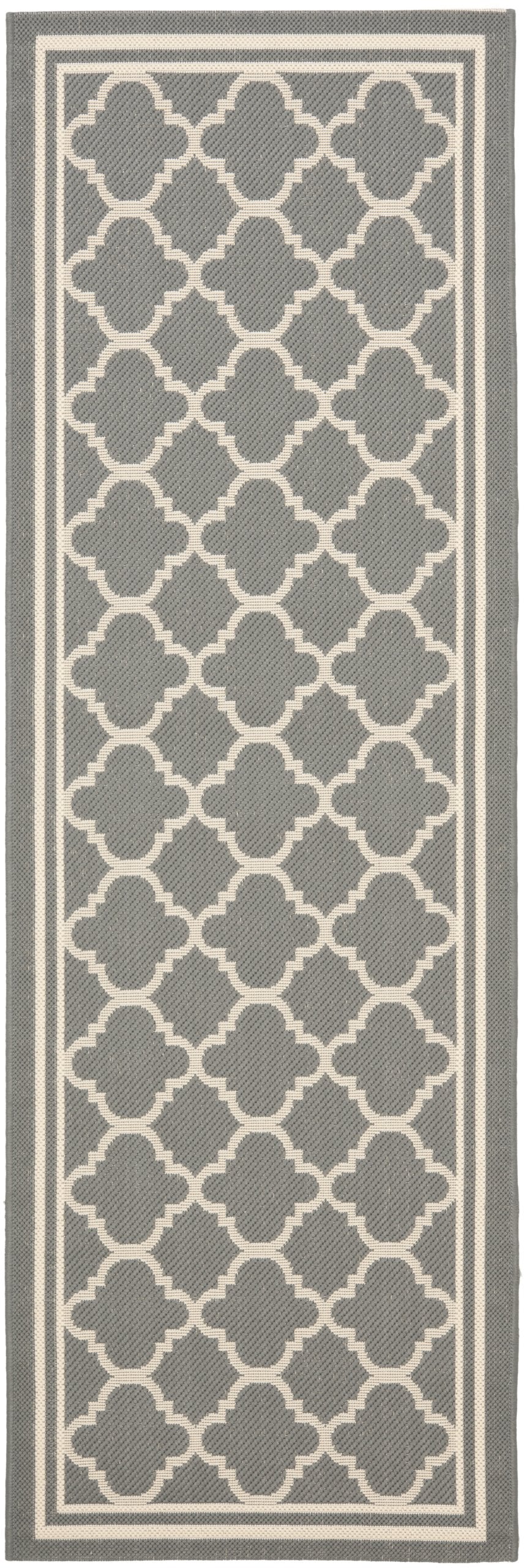 SAFAVIEH Courtyard Collection 23 x 12 Anthracite/Beige CY6918 Trellis Indoor/ Outside Waterproof Easy cleansingPatio Backyard 