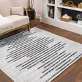 Jonathan Y Smb124D-4Sq Zolak Berber Stripe Geometric Ivory/Black 4' Square Indoor/Outdoor Area Rug, Pet Friendly, Non Shedding,
