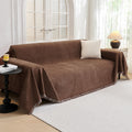 MYSKY HOME Chocolate Couch Cover Non Slip Dog Sectional Sofa Cover for 3 Cushion Couch Sofa Slipcover with Tassels Futon Cover N