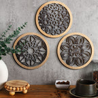 Ferraycle 6 Pieces Thicken Rustic Wall Decor Farmhouse Wall Art Decor Wooden Round Wall Art Rustic Hollow Carved Wall Art For Li