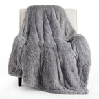 Bedsure Fluffy Faux Fur Light Grey Throw Blanket - Fuzzy, Cozy, And Shaggy Gray Blanket, Soft And Thick Sherpa, Cozy Warm Decora
