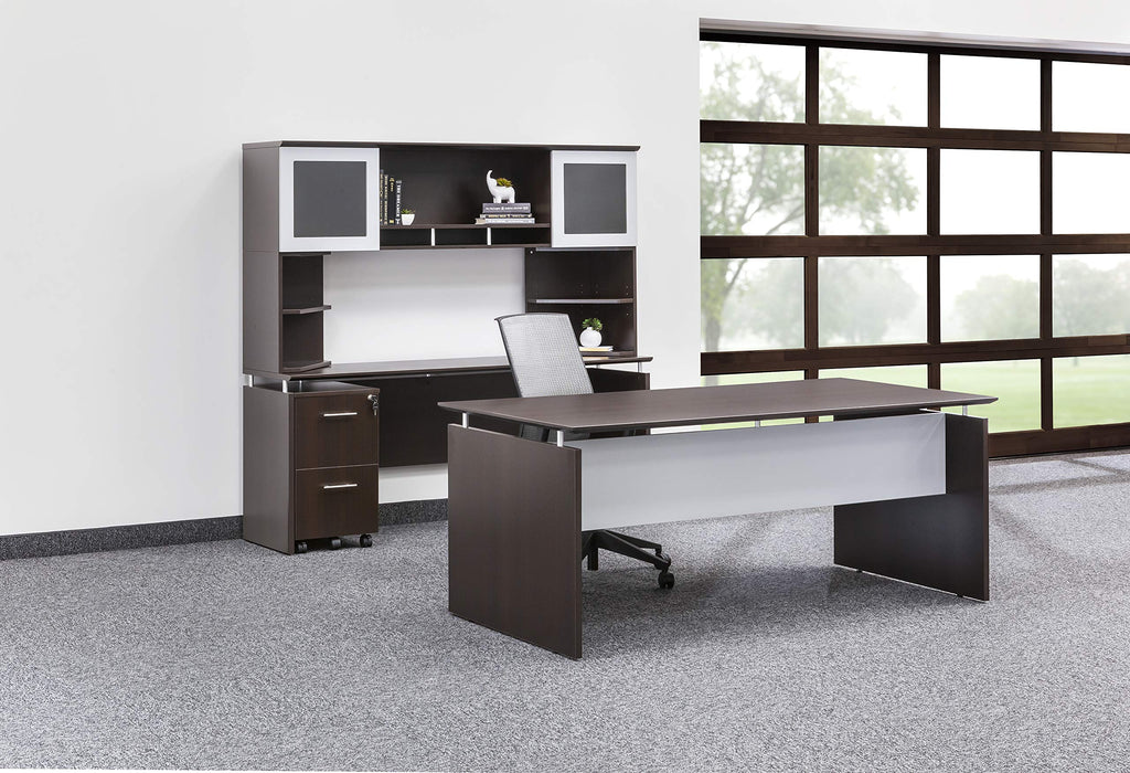 Mayline MNDS63LDC Medina Straight Edge Desk, 63"W, Mocha Laminate
