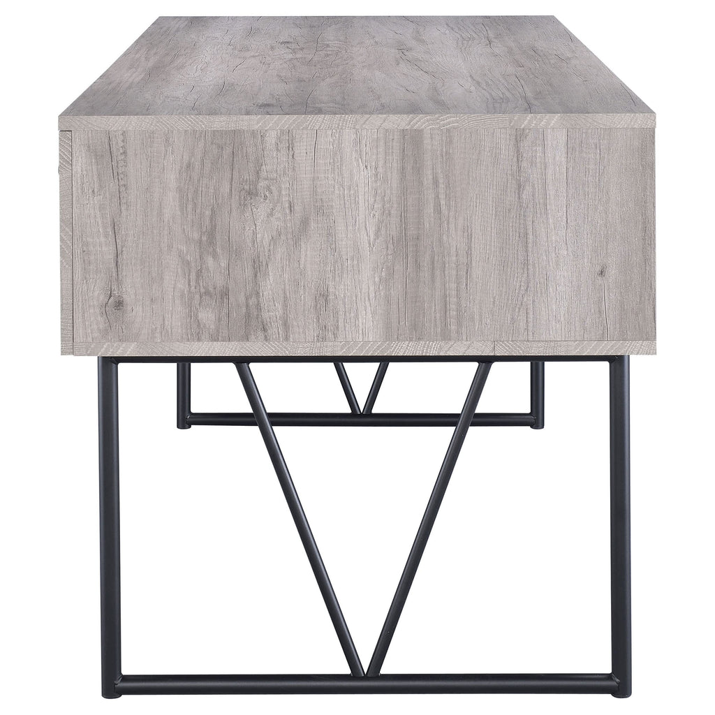 Coaster Home Furnishings Analiese Rustic 63-Inch 4-Drawer Home Office Computer Writing Desk Study Table with Storage Engineered Eco-Friendly Wood Look Laminate Sturdy Steel Grey Driftwood 801999
