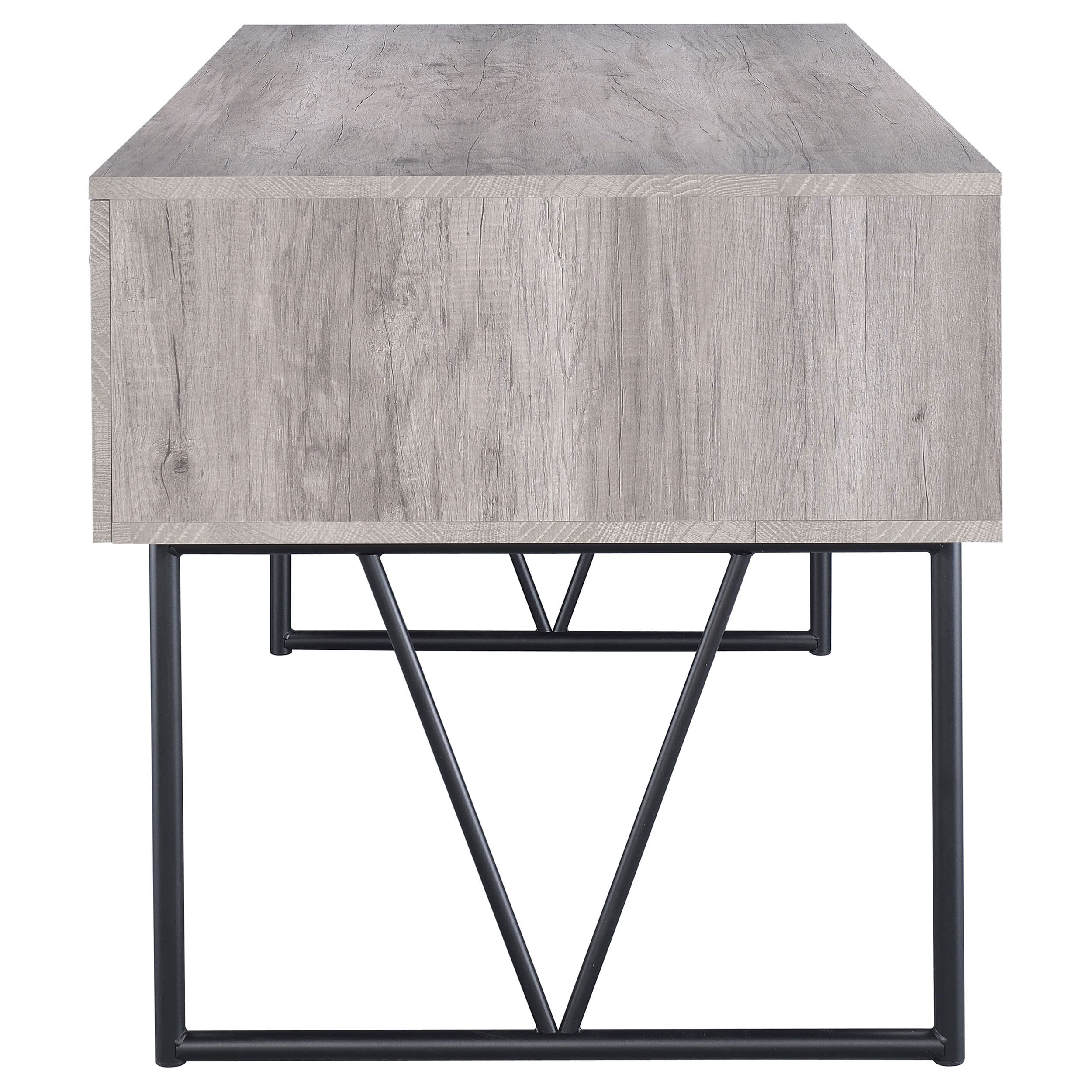 Coaster Home Furnishings Analiese Rustic 63-Inch 4-Drawer Home Office Computer Writing Desk Study Table with Storage Engineered Eco-Friendly Wood Look Laminate Sturdy Steel Grey Driftwood 801999