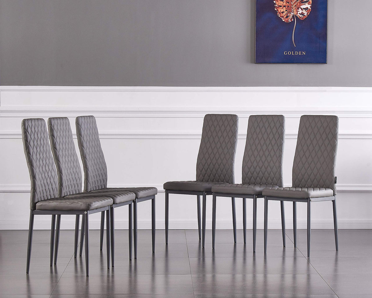 Jt Modern Minimalist Dining Chair Fireproof Leather Sprayed Metal Pipe Diamond Grid Pattern Restaurant Home Conference Chair Set