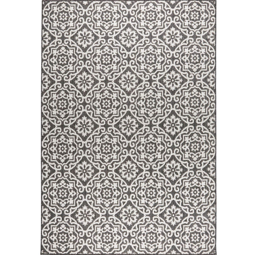 Nicole Miller New York Patio Country Danica Transitional Geometric Indoor/Outdoor Area Rug, Black/Grey, 3'11'X5'2'