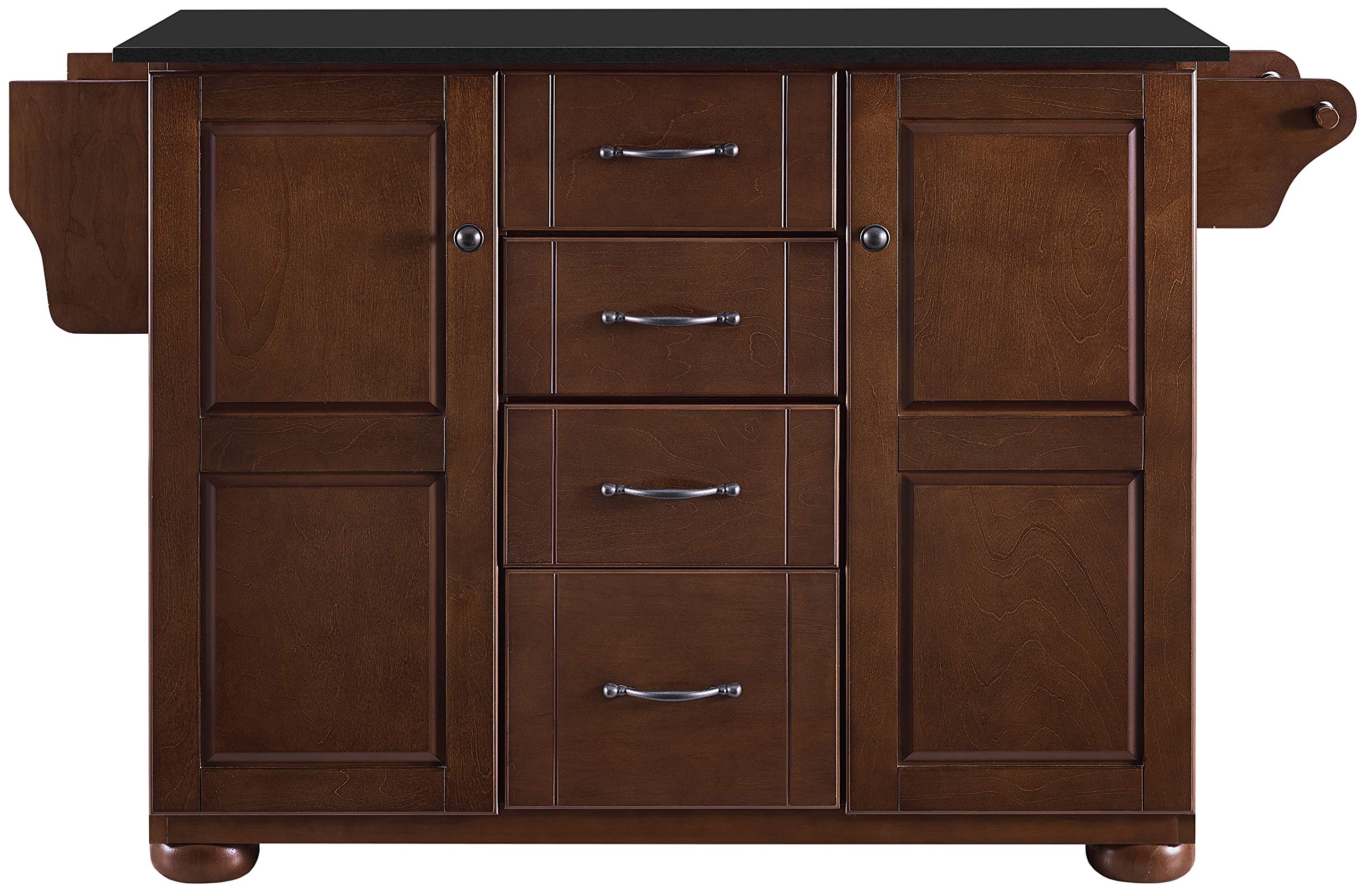 Crosley Furniture Eleanor Granite Top Kitchen Island With Spice Rack, Storage Drawers And Shelves, Mahogany