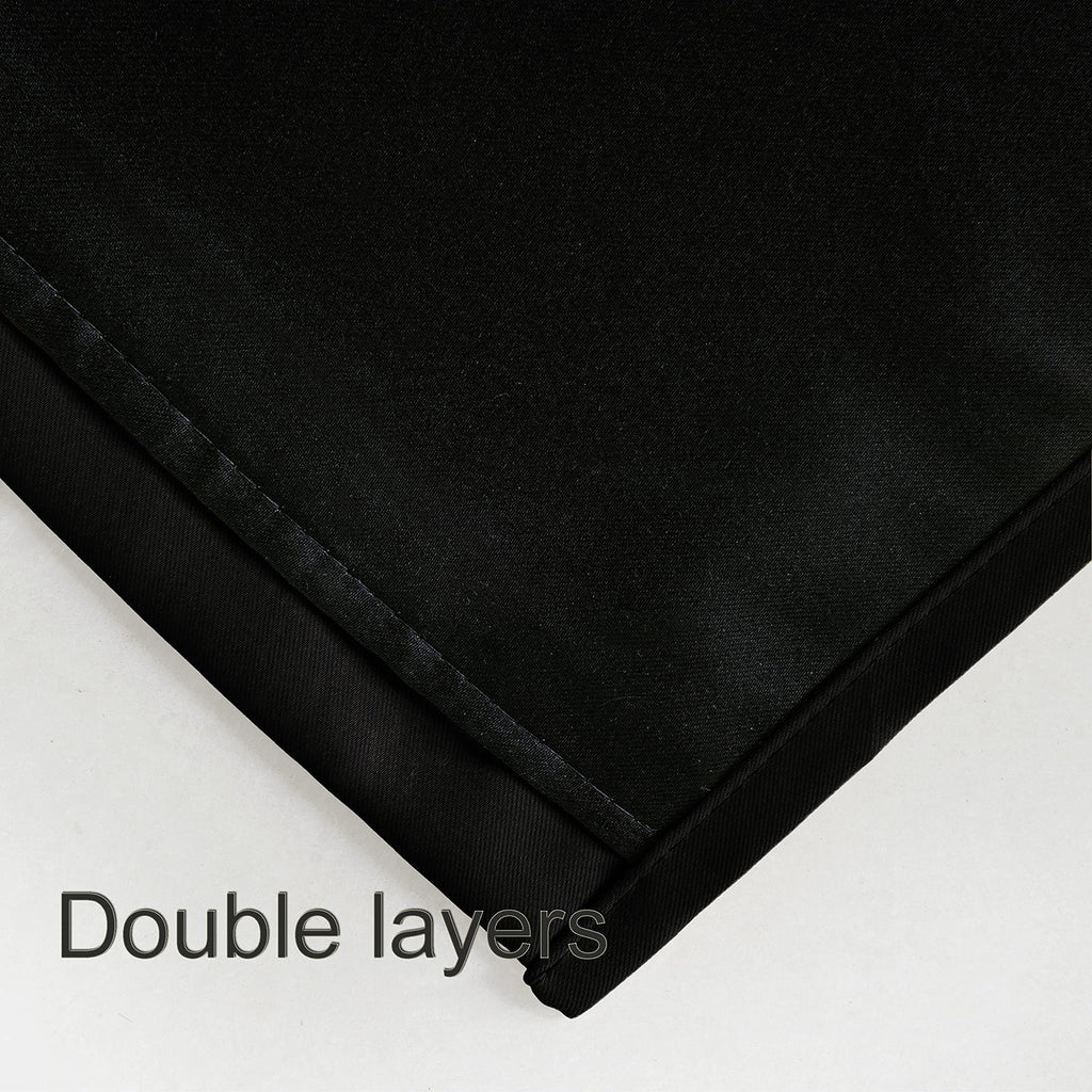 Lemomo 100% Blackout Curtains 52 X 95 Inch/Black Curtains 2 Panels With Black Lining Room Darkening Thermal Insulated Bedroom Cu