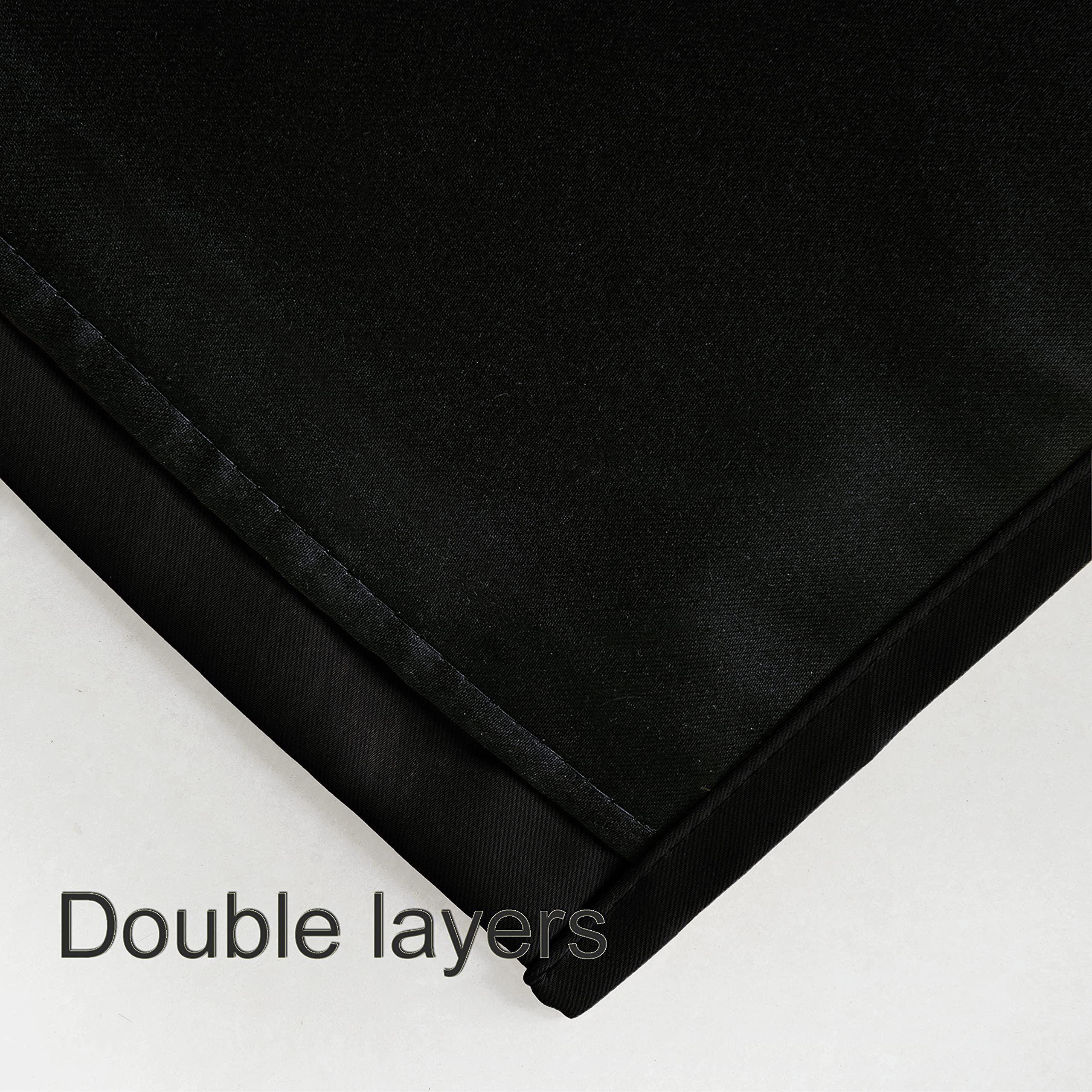Lemomo 100% Blackout Curtains 52 X 95 Inch/Black Curtains 2 Panels With Black Lining Room Darkening Thermal Insulated Bedroom Cu