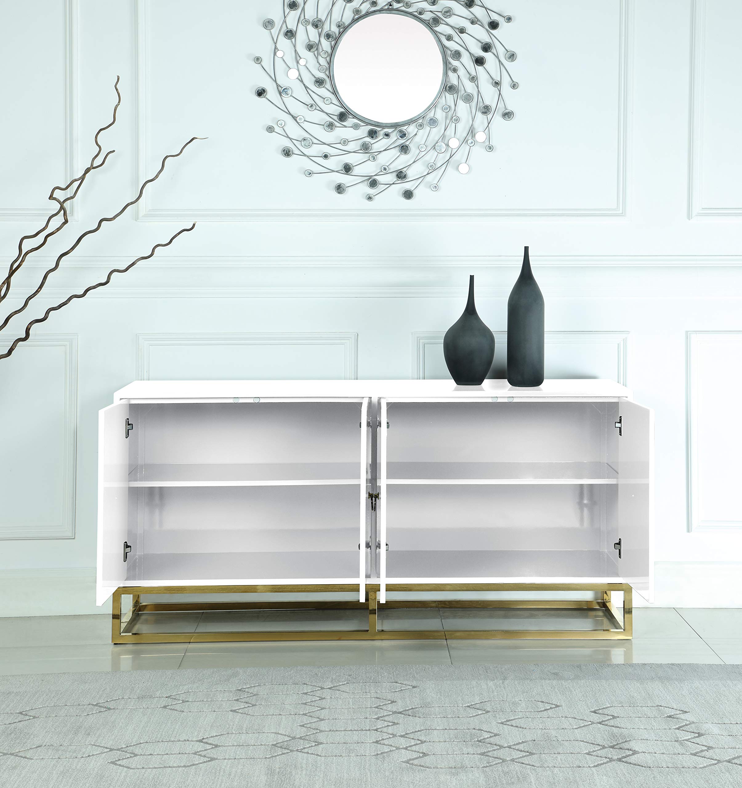 Best Master Furniture Tabitha High Gloss Lacquer Sideboard/Buffet, White