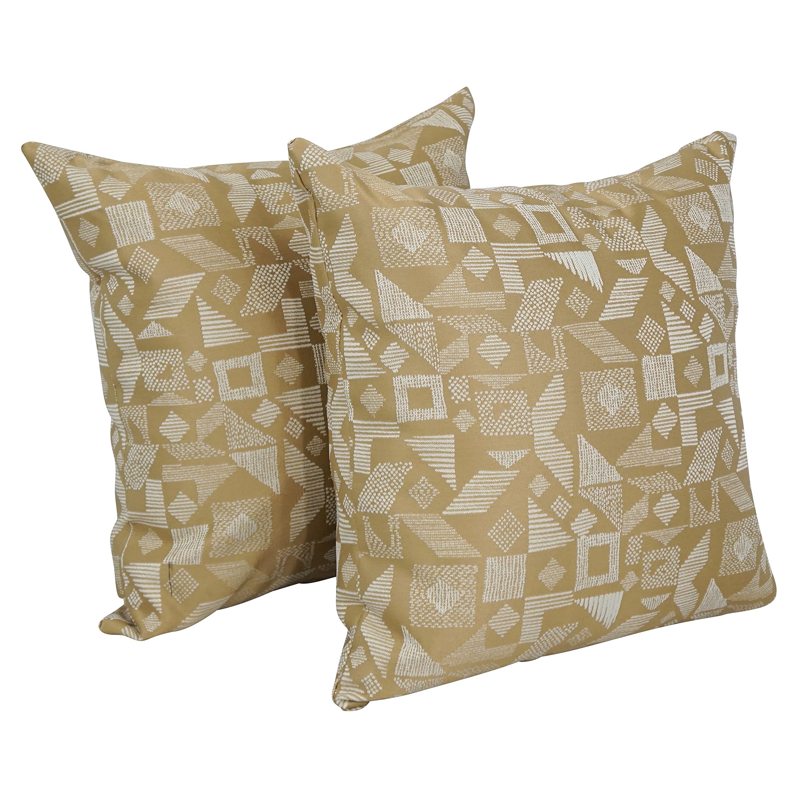 Blazing Needles Square Polyester Jacquard Throw Pillows, 17&quot;, Nina Camel 2 Count