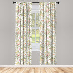 Ambesonne English Garden Curtains, Repetitive Floral Pattern With Vintage Different Flowers Bouquet, Window Treatments 2 Panel S