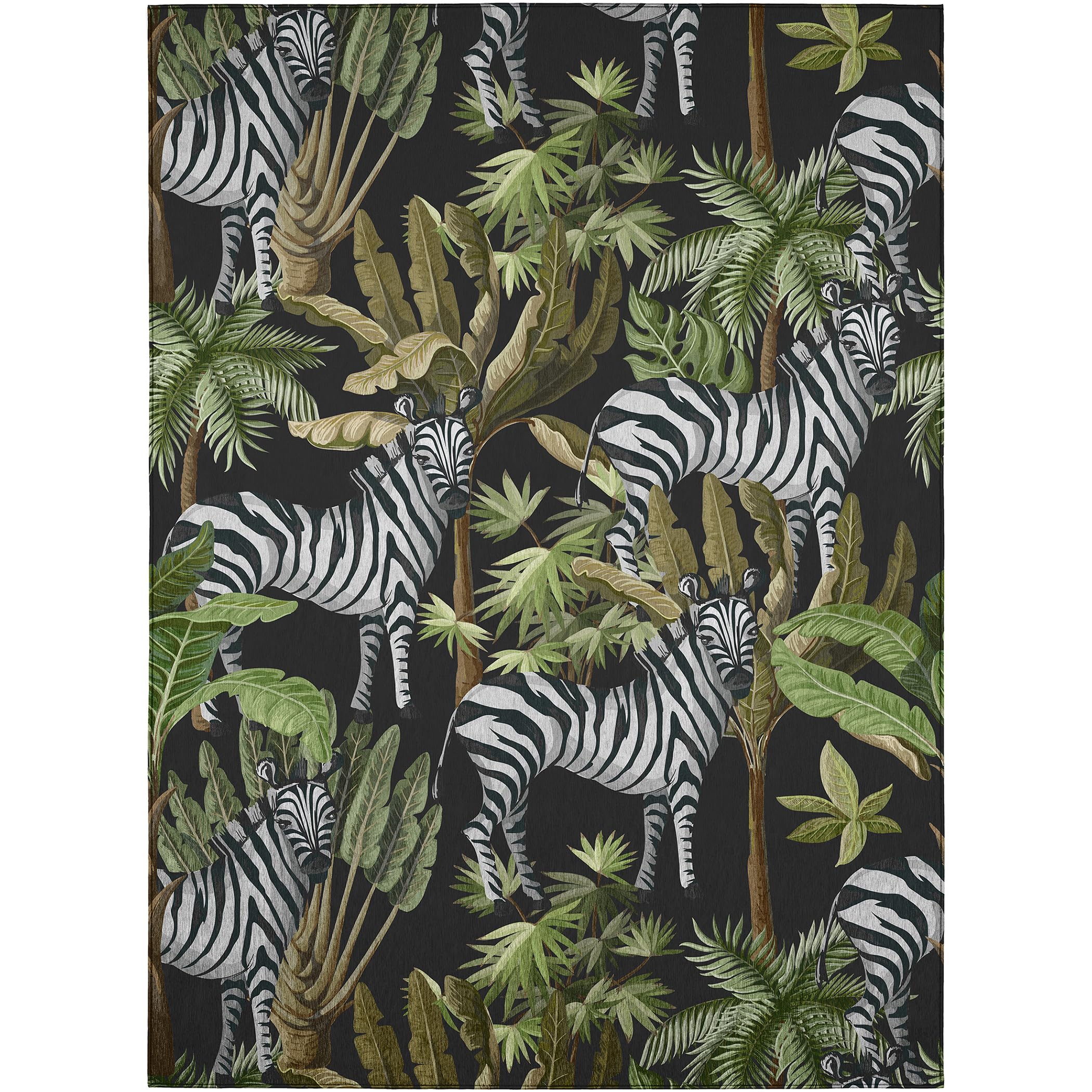 Dalyn Rugs Tropics Tc13 Black 3' X 5' Indoor Outdoor Area Rug, Easy Clean, Machine Washable, Non Shedding, Bedroom, Living Room, Dining Room, Kitchen, Patio Rug