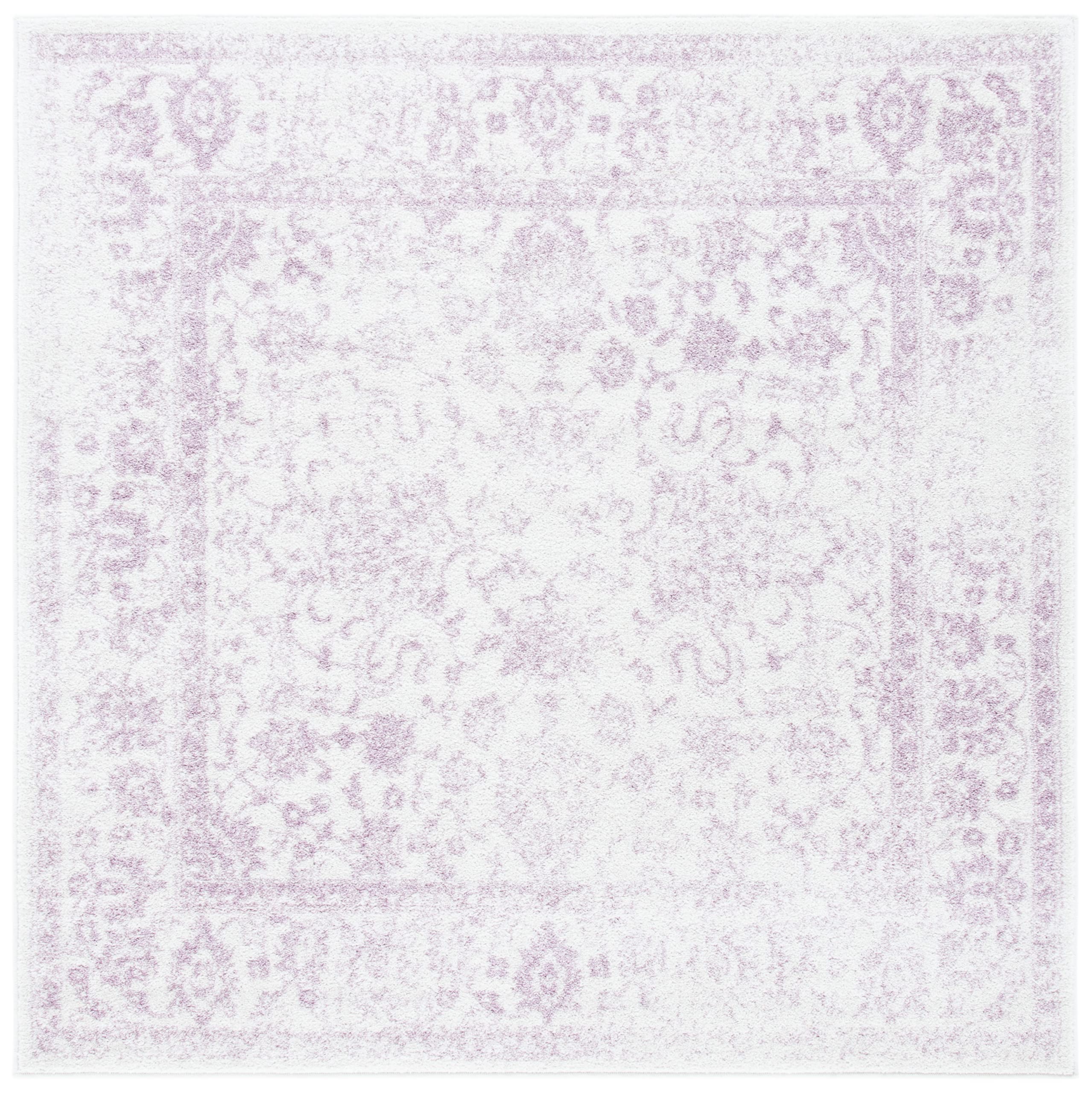 SAFAVIEH Adirondack Collection Accent Rug - 3 Square, Ivory & Lavender, Distressed Design, Non-Shedding & Easy Care, Ideal for 