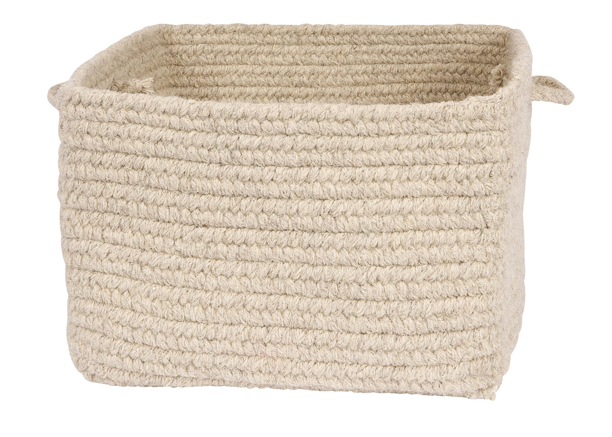 Colonial Mills Chunky Natural Wool Square Basket, 18 By 12Inch, Light Gray