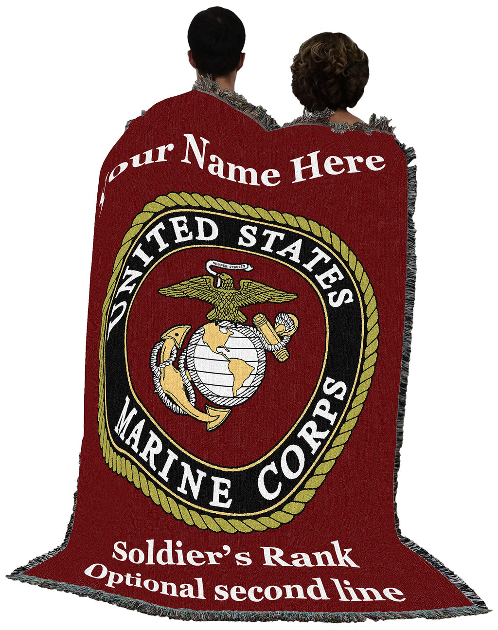 Pure Country Weavers Us Marine Corps - Emblem Blanket Red - Personalized - Custom Gift Military Tapestry Throw Woven From Cotton