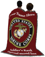 Pure Country Weavers Us Marine Corps - Emblem Blanket Red - Personalized - Custom Gift Military Tapestry Throw Woven From Cotton