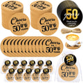Sieral 50 Sets 50th Birthday Party Favors for Guests Cheers to 50 Years Anniversary Cork Coasters with Cards Twine and Organza G