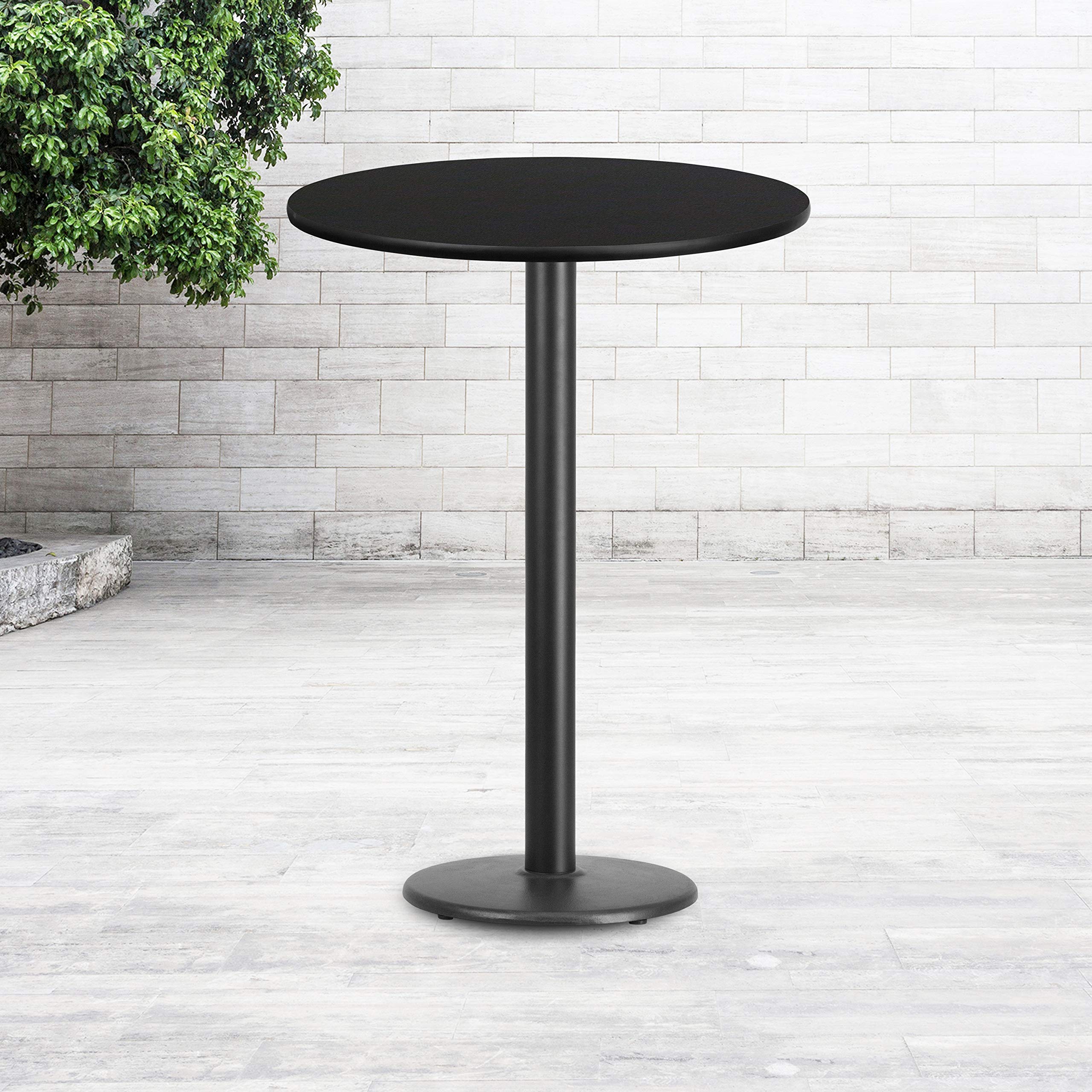 Flash Furniture 30'' Round Black Laminate Table Top With 18'' Round Bar Height Table Base