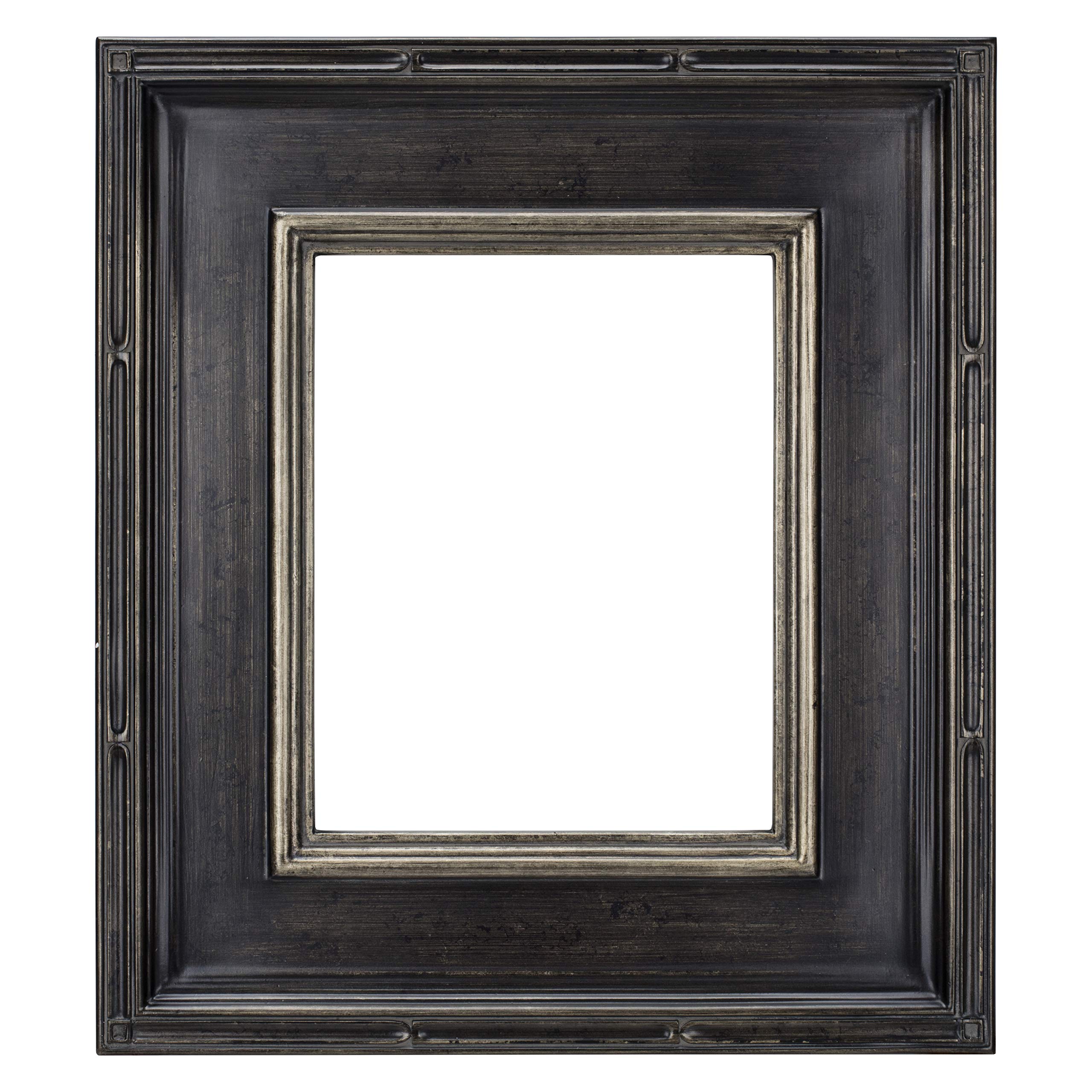 Creative Mark Museum Plein Aire Wooden Art Picture Frame Museum Quality Closed Corner 3.5 Inch Wide Frames - Antique Black w/Sil