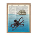Poster Master Dictionary Art Poster - Octopus and Ship Print - Octopus Art - Kraken Art - Deep Sea Art - Gift for Men, Women - N