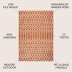 Jonathan Y Smb108P-4 Ourika Moroccan Geometric Textured Weave Indoor Outdoor Area-Rug, Bohemian Rustic Scandinavian Easy-Cleaning,Bedroom,Kitchen,Backyard,Patio,Non Shedding, 4 X 6, Orange/Cream