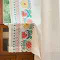 MEETSKY Boho Floral Sheer Curtains 84 Inches Long Linen Flower Patterned Printed for Bedroom Living Room Light Filtering Country