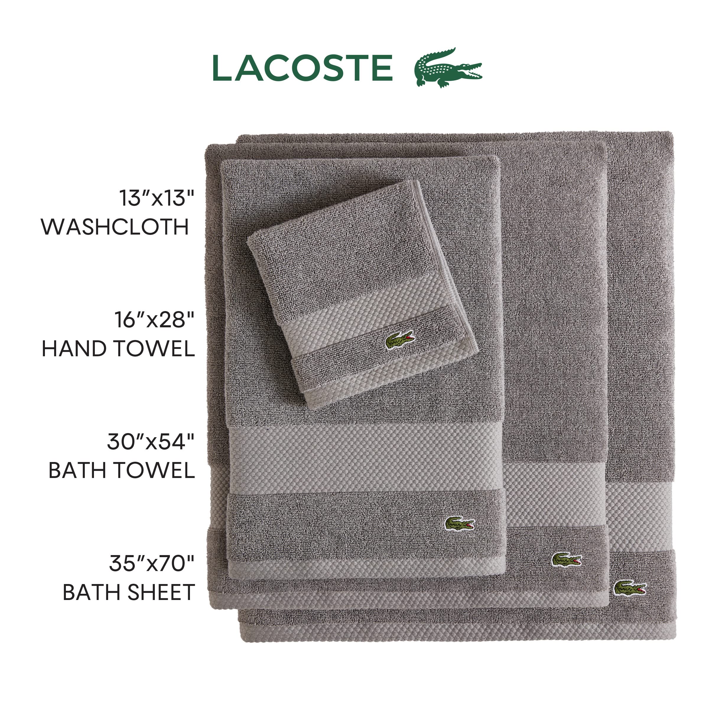 Lacoste Heritage Supima Cotton Bath Sheet, Chalk, 35' X 70'