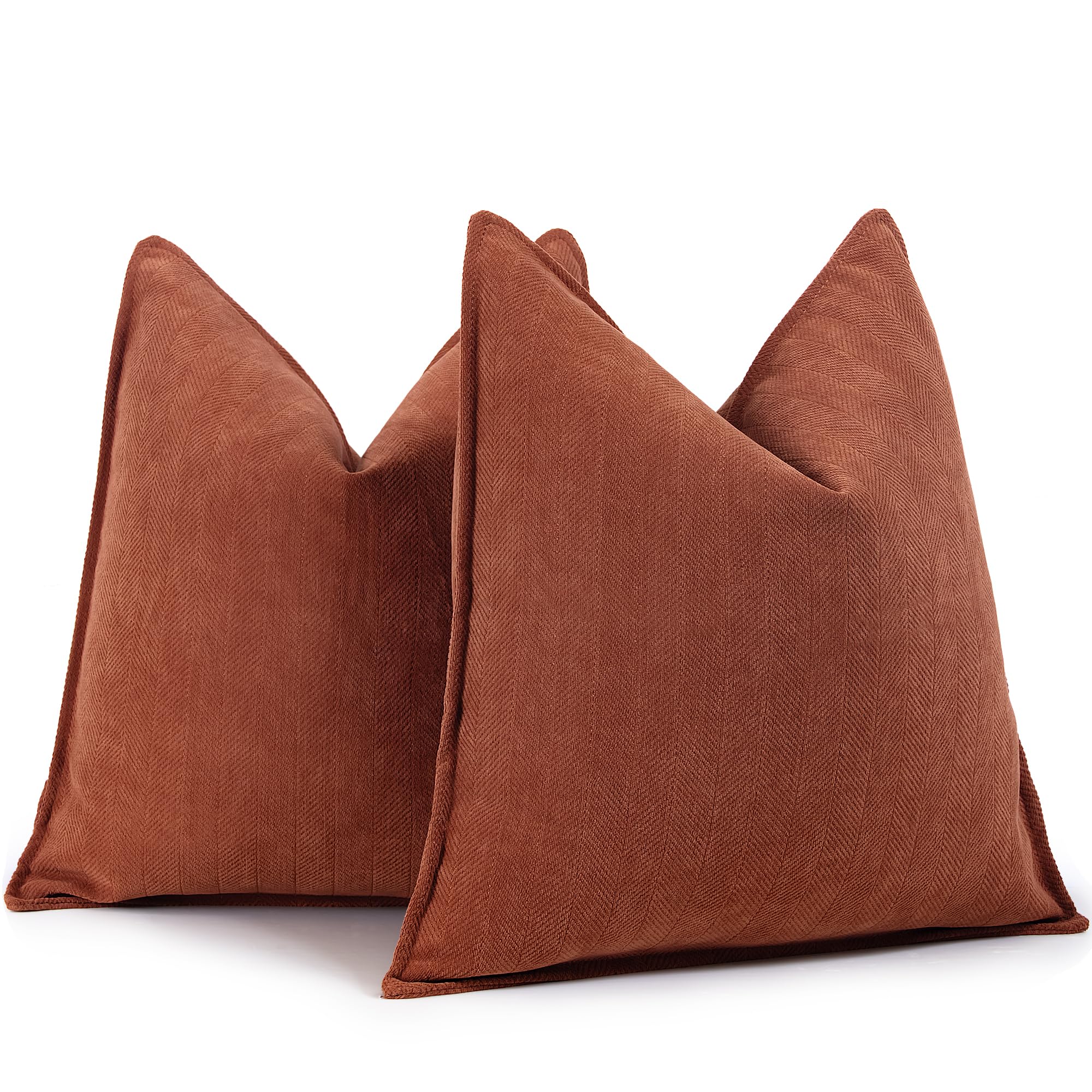 Zwjd Rust Pillow Covers 16X16 Set Of 2 Chenille Pillow Covers With Elegant Design Soft And Luxurious Decorative Throw Pillows Fo