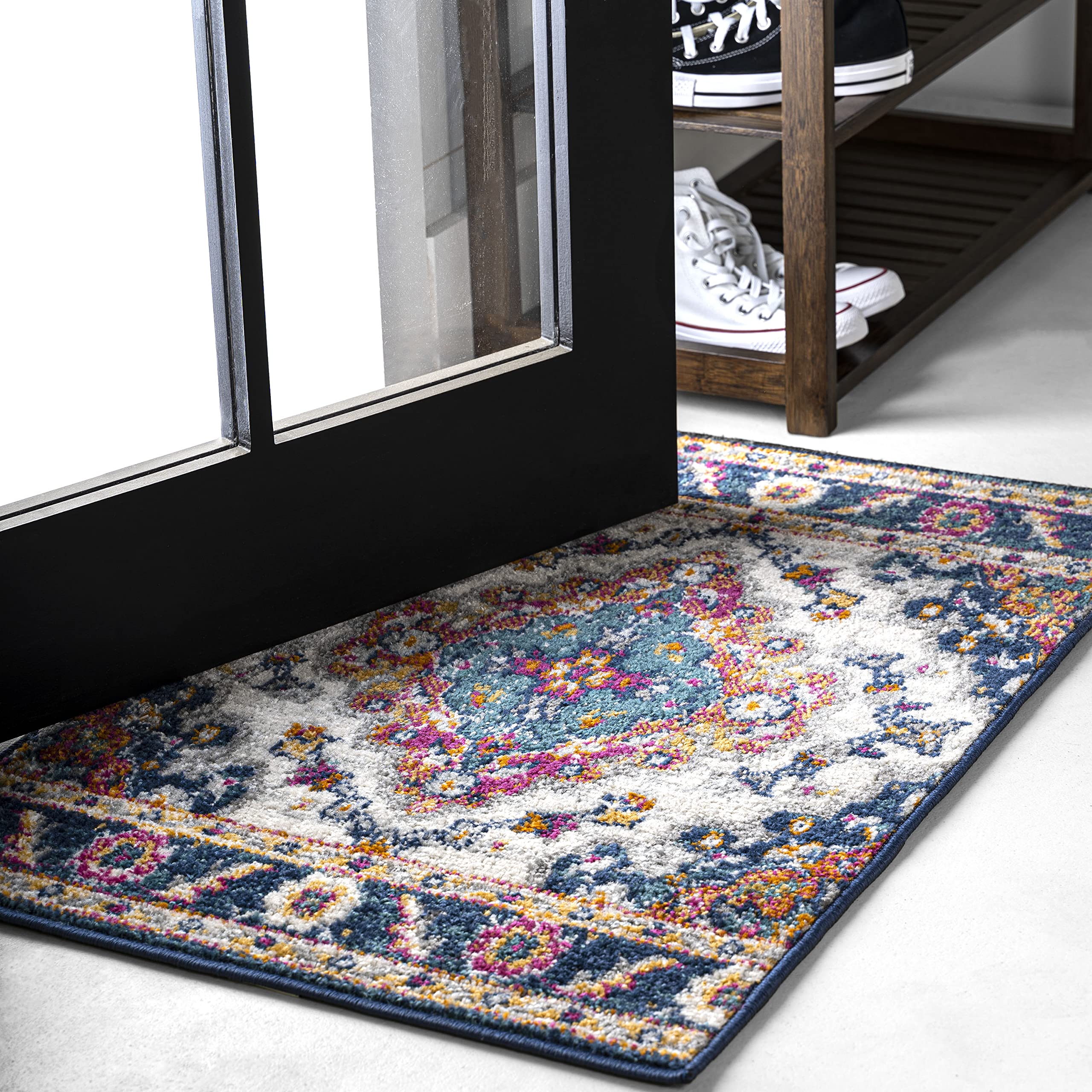 JONATHAN Y BMF106A-216 Bohemian Flair Boho Vintage Medallion Indoor Area -Rug Floral Easy -Cleaning High Traffic Bedroom Kitchen