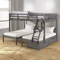 Donco Kids Full Over Double Twin Bed Loft Bunk In Dark Grey Finish With Dual Under Bed Drawers