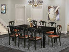 East West Furniture LGKE9-BLK-LC Logan 9 Piece Room Set Includes a Rectangle Kitchen Table with Butterfly Leaf and 8 Faux Leather Upholstered Dining Chairs, 42x84 Inch, Black
