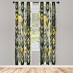 Ambesonne Nature Boho Curtains, Urban Jungle Theme Dreamy Leaves And Flowery Petals And Stripes, Window Treatments 2 Panel Set F