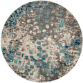 SAFAVIEH Monaco Collection Area Rug - 67 Round, Grey & Light Blue, Boho Chic Abstract Watercolor Design, Non-Shedding & Easy Ca