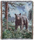 Ez.Enjoy Bear Lodge Woven Tapestry Throw Blanket With Fringe Wall Hanging Art Handicrafts Jacquard Multipurpose Soft Travel Mat