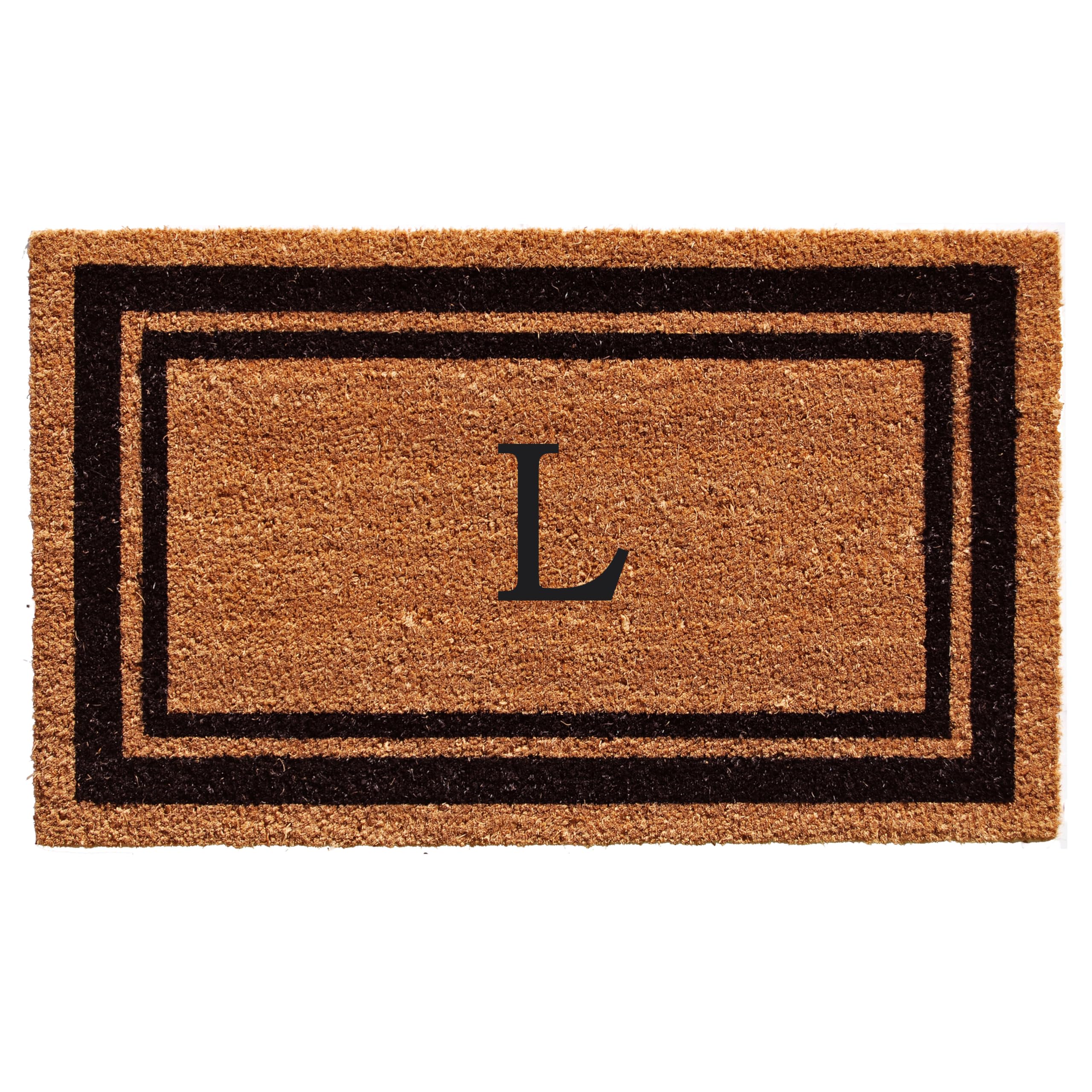 Calloway Mills 152961830L Black Border 18' X 30' Monogram Doormat, (Letter L)