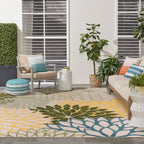 Nourison Aloha Indoor-Outdoor Green Multicolor 10' X 14' Area Rug, Easy Cleaning, Non Shedding, Bed Room, Living Room, Dining Room, Backyard, Patio, Deck (10X14)