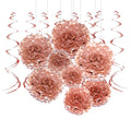 Rose Gold Bachelorette Party Hanging Decorations  Wedding Party Foil Swirls Tissue Paper Pom Poms Flowers Bridal Shower Party G