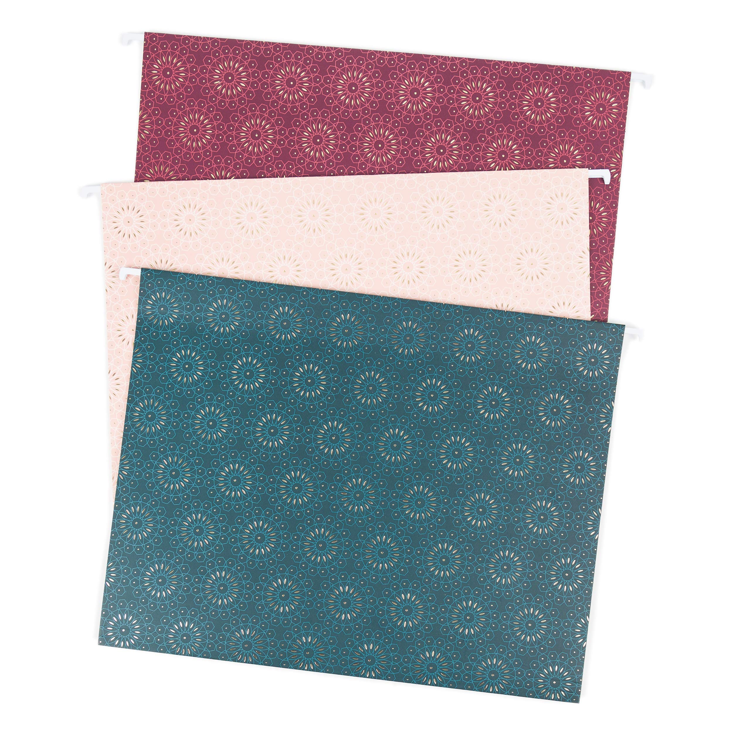 U Brands Foil Fleuri Fashion Hanging File Folders, Office Supplies, Assorted Colors, 6 Count