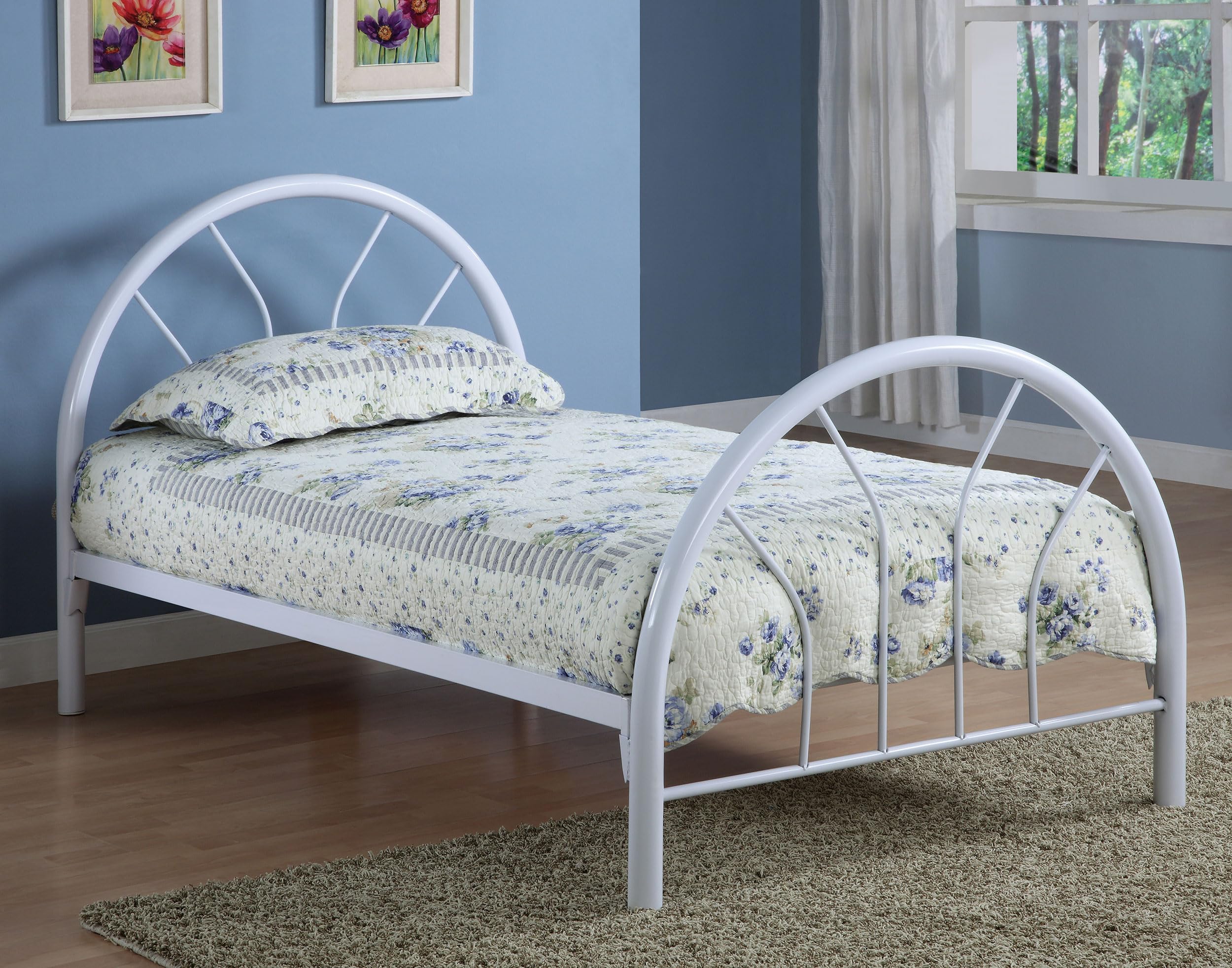 Coaster Home Furnishings Marjorie Contemporary Twin Size Open Frame Bed Frame Platform Bed 40-inch Headboard White 2389W