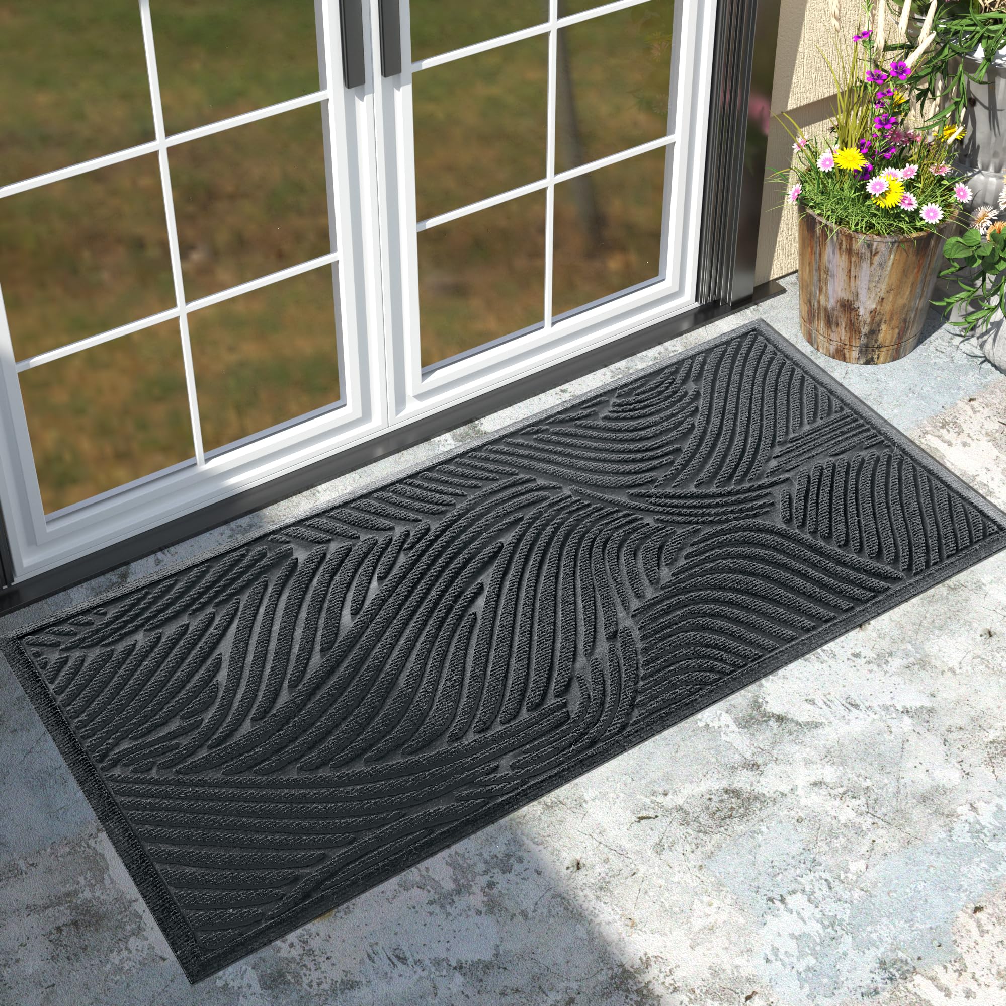 Yimobra Front Door Mat Outdoor Entrance, Ultra Water Absorbent, Heavy Duty Patio Guard Welcome Matt, Non-Slip Rubber Backing, Ea