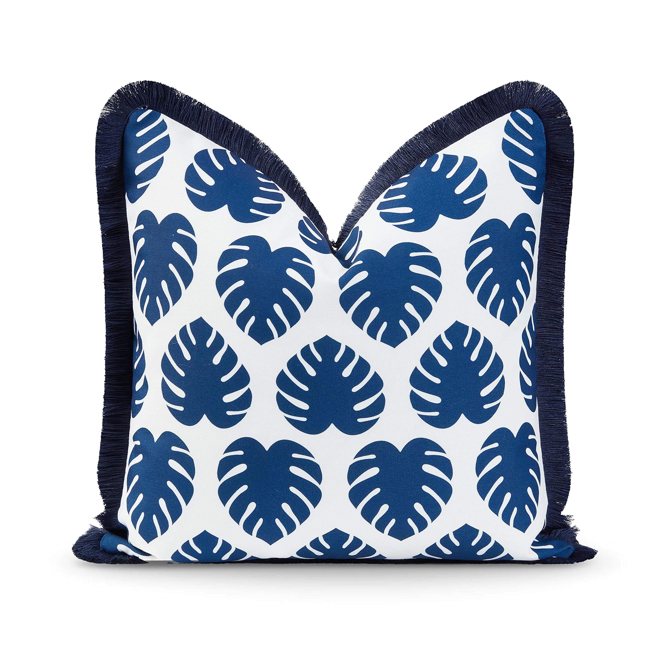 Hofdeco Premium Coastal Hampton Style Patio Indoor Outdoor Pillow Cover Only, 20'X20' Water Resistant For Backyard, Couch, Nav