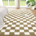 Andency 3x5 Shag Area Rug for Living Room, Black and White Checkered Fluffy Fuzzy Plush Shaggy Small Rug for Bedroom, Soft Furry