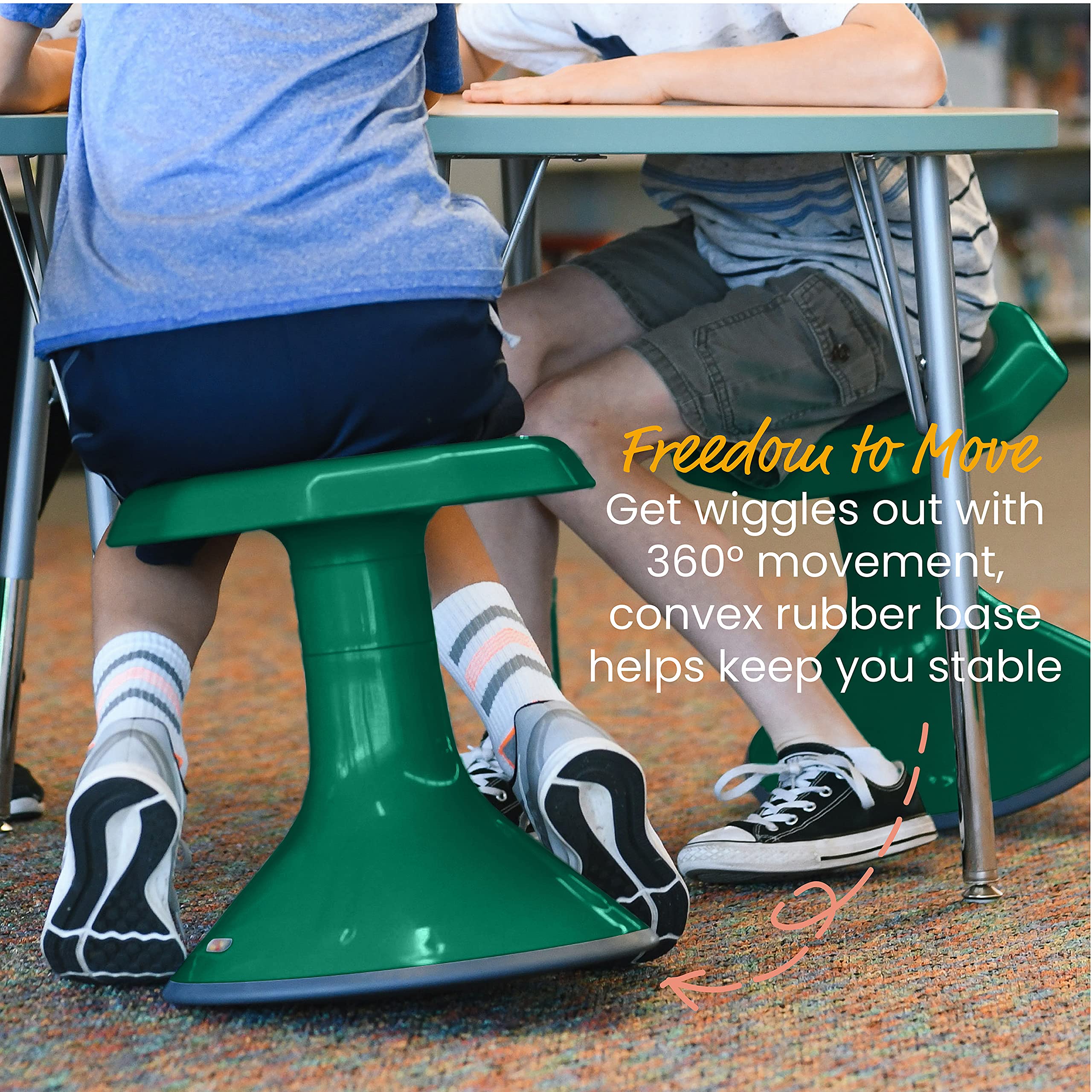 Ecr4Kids Ace Active Core Engagement Wobble Stool, 15-Inch Seat Height, Flexible Seating, Green