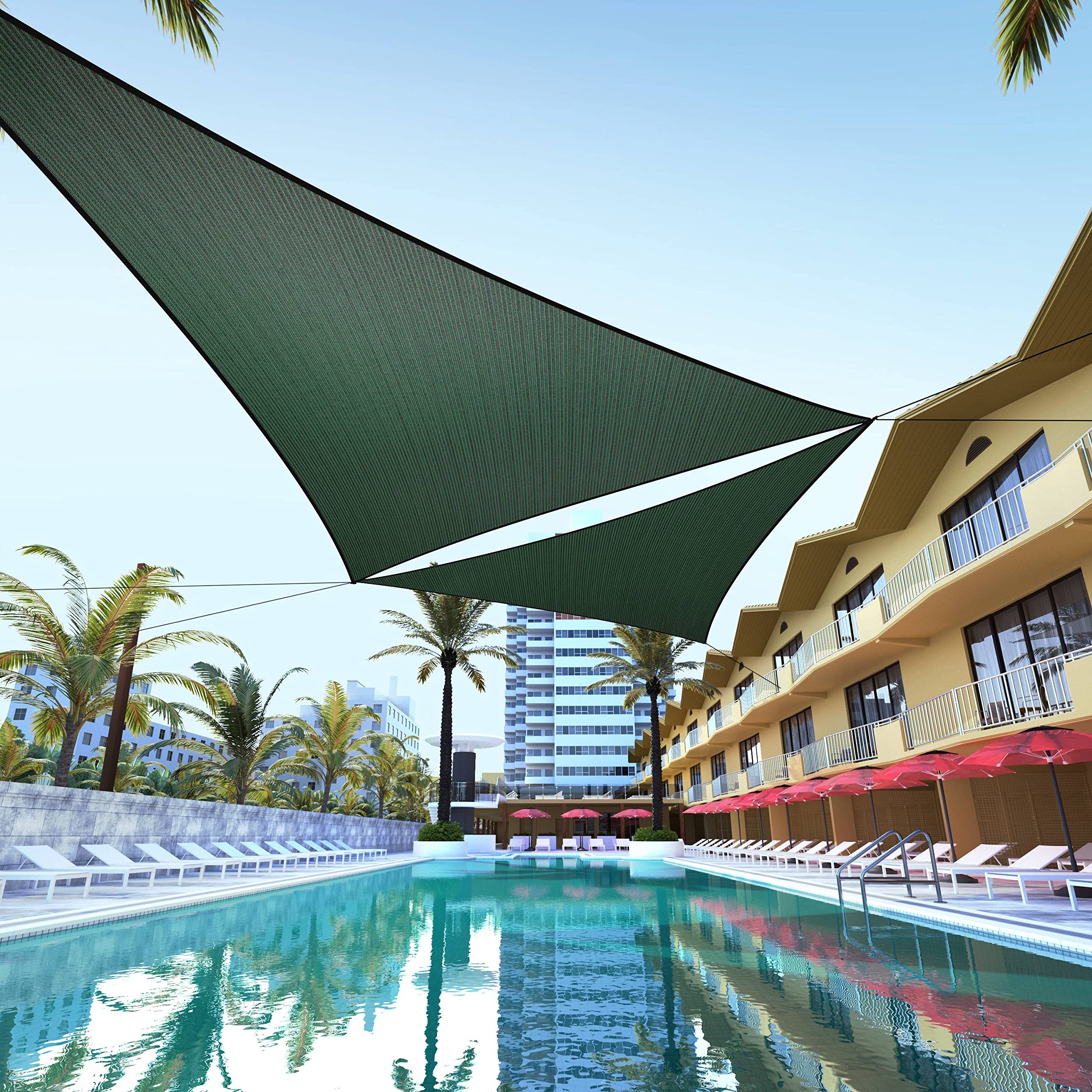 Colourtree Ctaprt14 Order To Make Custom Size 13' X 22' X 25.6' Green Right Triangle Sun Shade Sail Canopy Mesh Fabric Uv Block